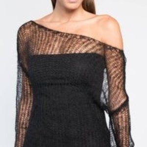 Marcella NYC NWOT Open Weave Black Mohair Sweater